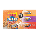 Purina Friskies Prime Filets; canned cat food, variety pack, 24 5.5-oz pull top cans; chicken, turkey, beef Full-Size Picture